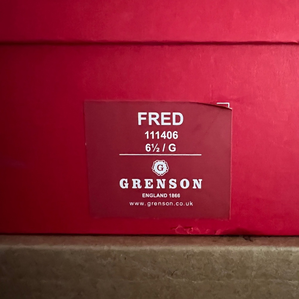 (UK 6.5 G) BNIB Grenson Fred brogue wedge sole boots in black burnished suede.